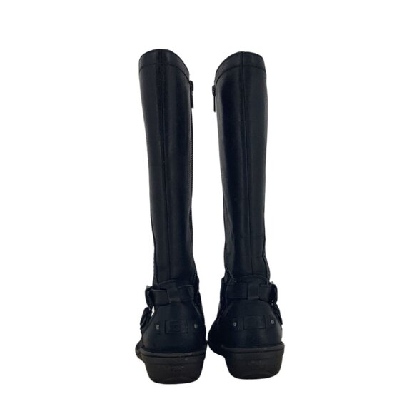 UGG Women’s ROSEN Black Leather Tall Riding Boots Zip Up Shearling- 7M - Picture 3 of 9